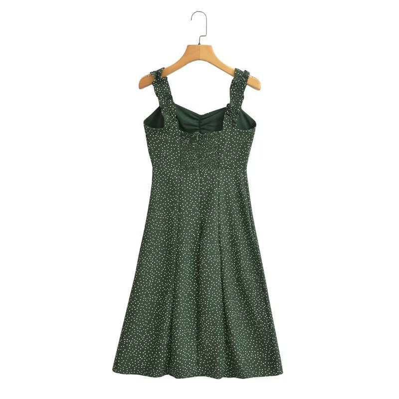 Robe à bretelles spaghetti imprimée vagues européennes et américaines pour femmes