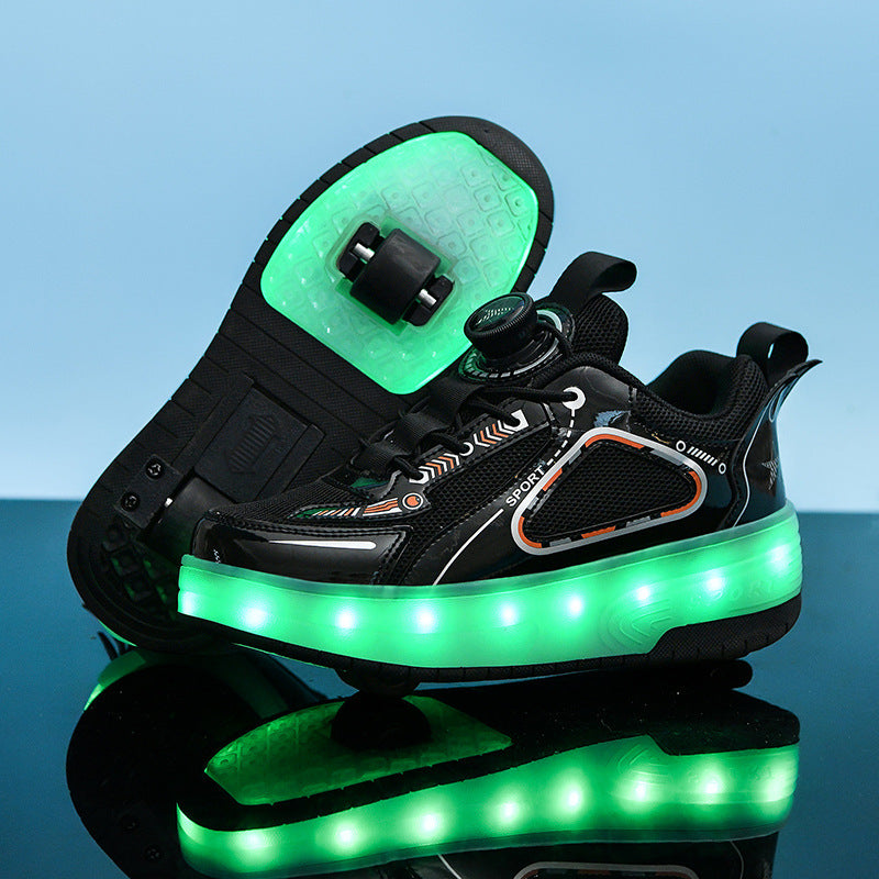 Chaussures de patinage à roulettes déformables à double roue en maille pour enfants Heelys, lumineuses et rechargeables