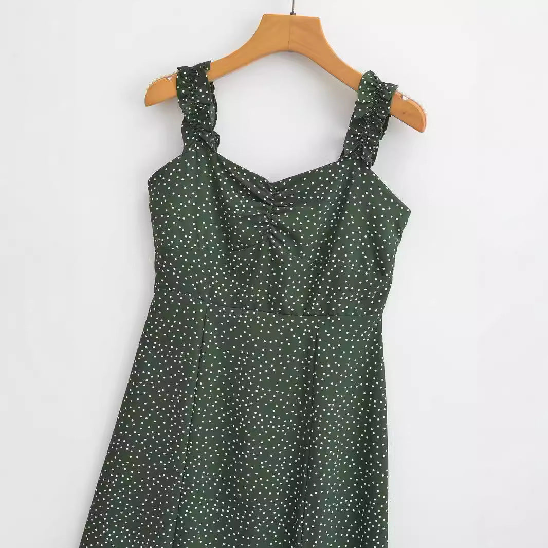 Robe à bretelles spaghetti imprimée vagues européennes et américaines pour femmes