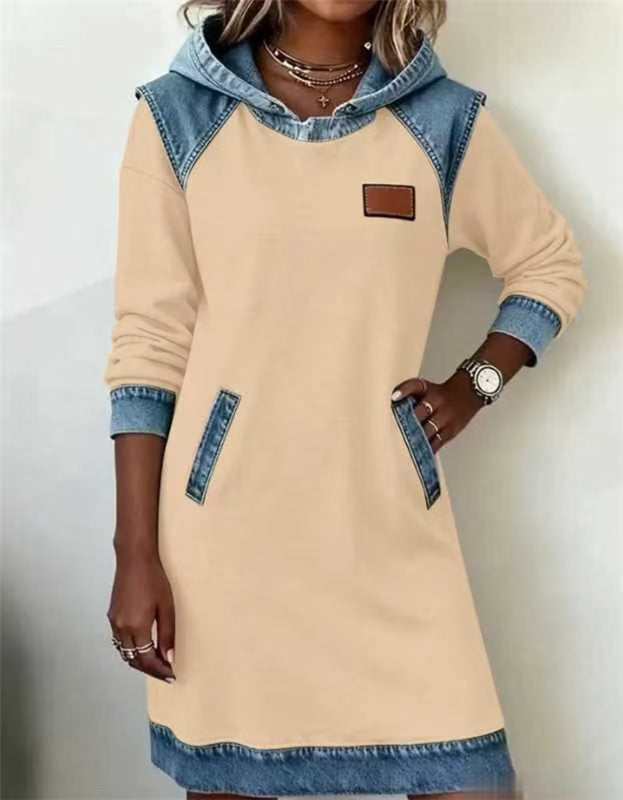 Ensemble jupe sweat à capuche assortie en denim, best-seller pour femmes