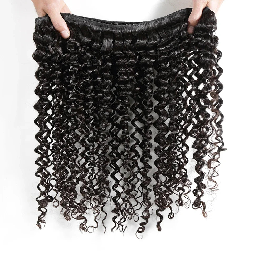 Extensions de cheveux humains Queenlike Deep Wave, 24, 26 et 28 pouces, boucles profondes, 100 % cheveux humains, cheveux brésiliens naturels.