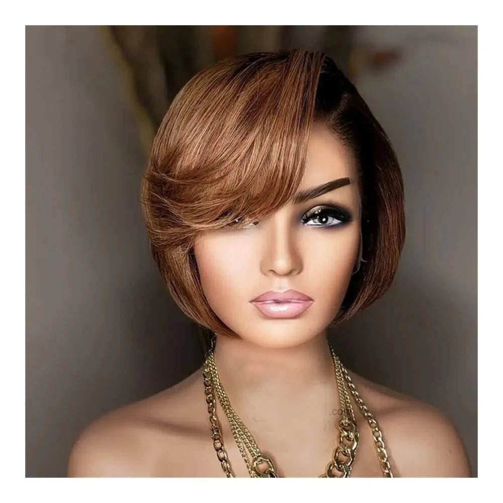 Perruque courte coupe pixie en cheveux humains de qualité supérieure avec lace front 13x4, idéale pour les femmes noires.