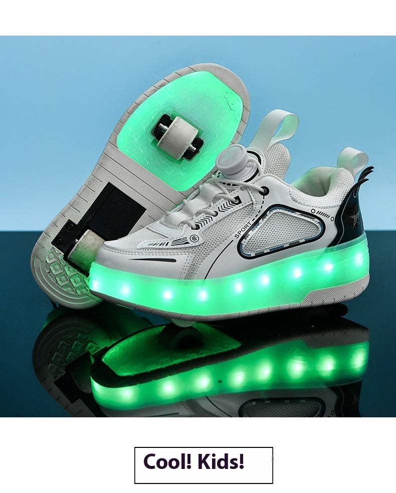 Chaussures de patinage à roulettes déformables à double roue en maille pour enfants Heelys, lumineuses et rechargeables