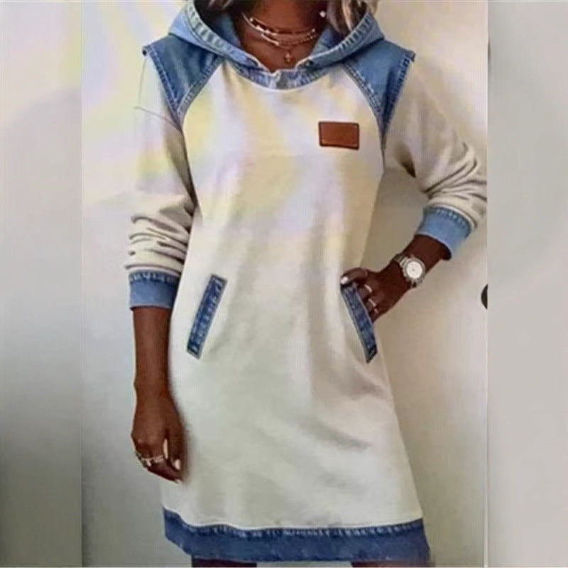 Ensemble jupe sweat à capuche assortie en denim, best-seller pour femmes