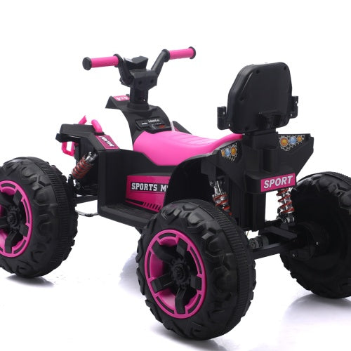 Voiture électrique à pédales, quad électrique 12V pour enfants, 4 roues avec Bluetooth, phares, sièges en cuir, pour garçons et filles, utilisation intérieure et extérieure.
