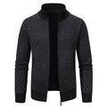 Gilet cardigan épais à carreaux, coupe ajustée, fermeture éclair, col montant, pull d'hiver décontracté à manches longues pour homme.