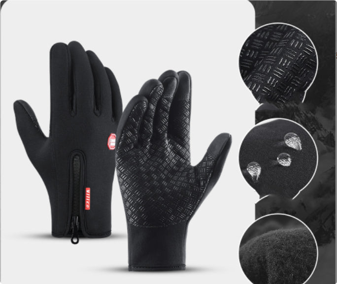 Gants d'hiver tactiles pour la moto, imperméables et doublés polaire, compatibles avec écrans tactiles et adaptés au sport.